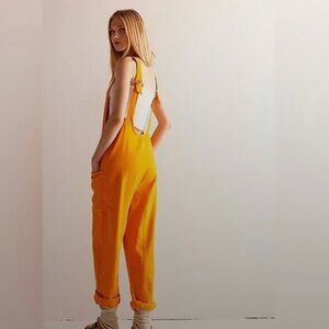 WE the free high roller jumpsuit /overalls in tangerine size Large